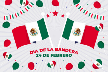 Mexico Flag Day Background. February 24. 24 de Febrero, Dia de la bandera. Vector Illustration.
 - obrazy, fototapety, plakaty