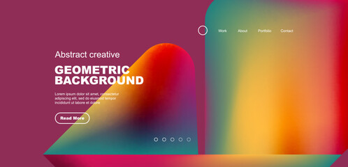 Liquid shapes with flowing gradient colors. Geometric circle round triangles. Vector illustration for wallpaper, banner, background, leaflet, catalog, cover, flyer