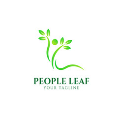Healthy people human character logo, Healthy logo, Natural lifestyle symbol, Yoga symbol leaf person, natural and healthy logo Appropriate as a medical brand logo 