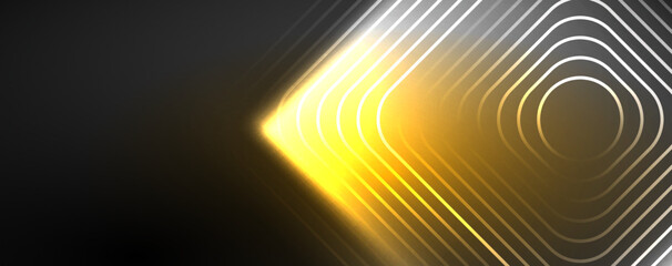 Neon glowing techno lines, hi-tech futuristic abstract background template. Vector illustration for wallpaper, banner, background, leaflet, catalog, cover, flyer