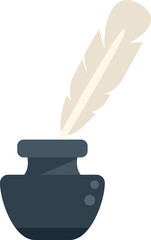 Ink feather icon flat vector. School exam. Answer check isolated