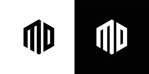 Letter M D Polygon, Hexagonal Minimal and Trendy Professional Logo Design On Black And White Background
