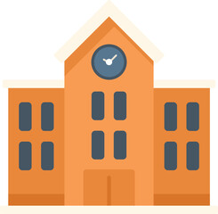 School building icon flat vector. Exam test. Paper check isolated