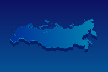 map of Russia on blue background. Vector modern isometric concept greeting Card illustration eps 10.