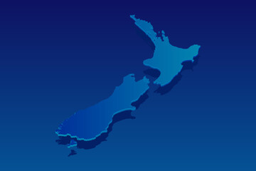 map of New Zealand on blue background. Vector modern isometric concept greeting Card illustration eps 10.