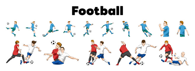 Fototapeta na wymiar Football player vector set collection graphic clipart design