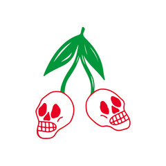 vector illustration of a skull and leaves