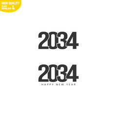 Creative Happy New Year 2034 Logo Design