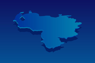 map of Venezuela on blue background. Vector modern isometric concept greeting Card illustration eps 10.