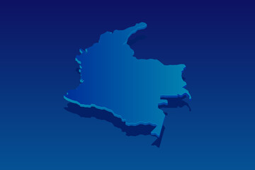 map of Colombia on blue background. Vector modern isometric concept greeting Card illustration eps 10.