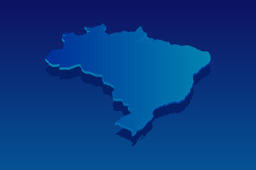 map of Brazil on blue background. Vector modern isometric concept greeting Card illustration eps 10.