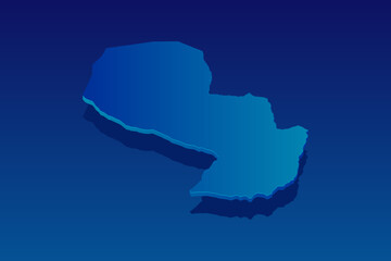 map of Paraguay on blue background. Vector modern isometric concept greeting Card illustration eps 10.
