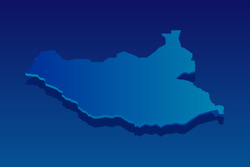 map of South Sudan on blue background. Vector modern isometric concept greeting Card illustration eps 10.