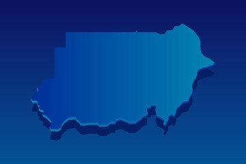map of Sudan on blue background. Vector modern isometric concept greeting Card illustration eps 10.