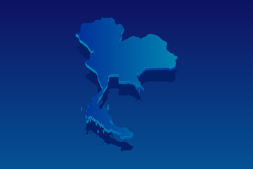 map of Thailand on blue background. Vector modern isometric concept greeting Card illustration eps 10.