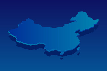 map of China on blue background. Vector modern isometric concept greeting Card illustration eps 10.