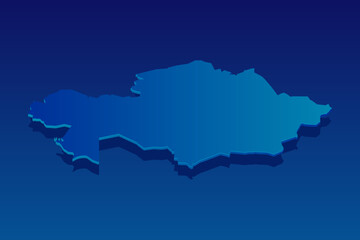 map of Kazakhstan on blue background. Vector modern isometric concept greeting Card illustration eps 10.