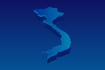 map of Vietnam on blue background. Vector modern isometric concept greeting Card illustration eps 10.