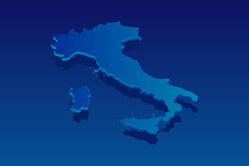 map of Italy on blue background. Vector modern isometric concept greeting Card illustration eps 10.