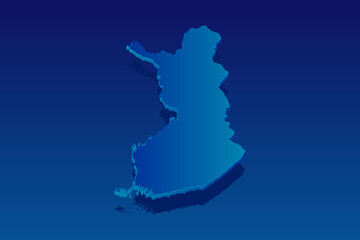 map of Finland on blue background. Vector modern isometric concept greeting Card illustration eps 10.