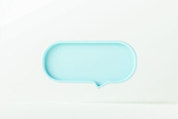 Naklejka premium Blank speech icon dialog bubble isolated on white 3d background with empty blue message speak symbol or communication talk chatting balloon sign and social chat dialogue button simple conversation.