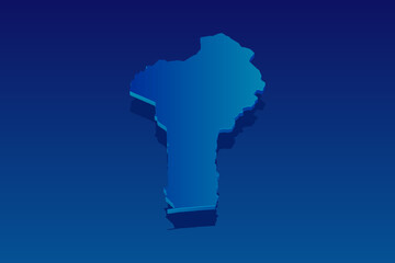map of Benin on blue background. Vector modern isometric concept greeting Card illustration eps 10.