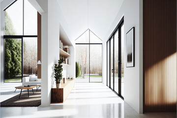 Light Interior Room With Modern Architecture and Natual Light White Walls And Wooden Accents