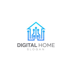 digital home logo design template vector