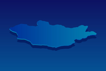 map of Mongolia on blue background. Vector modern isometric concept greeting Card illustration eps 10.
