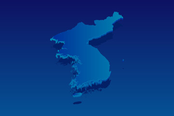 map of Korea on blue background. Vector modern isometric concept greeting Card illustration eps 10.