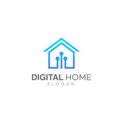 digital home logo design template vector