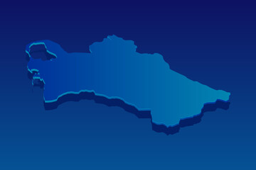 map of Turkmenistan on blue background. Vector modern isometric concept greeting Card illustration eps 10.