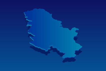 map of Serbia on blue background. Vector modern isometric concept greeting Card illustration eps 10.