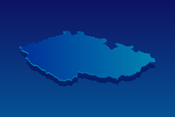 map of Czech Republic on blue background. Vector modern isometric concept greeting Card illustration eps 10.