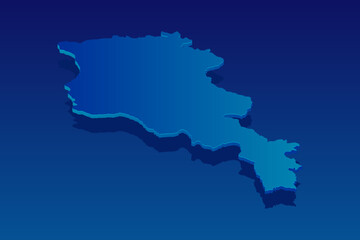 map of Armenia on blue background. Vector modern isometric concept greeting Card illustration eps 10.