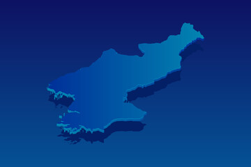 map of North Korea on blue background. Vector modern isometric concept greeting Card illustration eps 10.