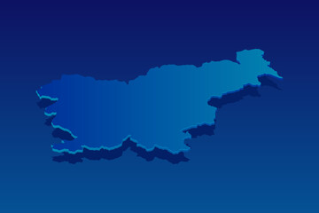 map of Slovenia on blue background. Vector modern isometric concept greeting Card illustration eps 10.