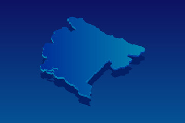 map of Montenegro on blue background. Vector modern isometric concept greeting Card illustration eps 10.