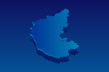 map of Karnataka on blue background. Vector modern isometric concept greeting Card illustration eps 10.