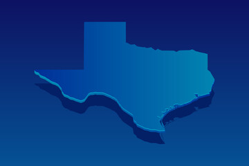 map of Texas on blue background. Vector modern isometric concept greeting Card illustration eps 10.