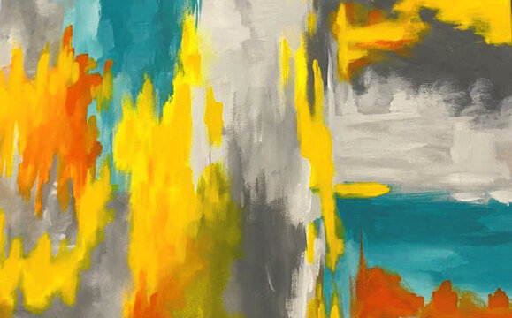 pintura abstracta, trazos de pintura, grunge, pintado a mano, colorido, luminoso, amarillo 