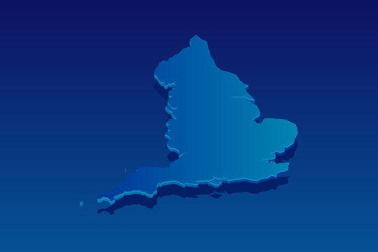 map of England on blue background. Vector modern isometric concept greeting Card illustration eps 10.