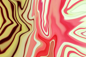 Abstract red and yellow stripes marble background, Decorative and swirl marbling effect silk background, modern multicolor mixed acrylic liquid marble, colorful wave background with mixed color.