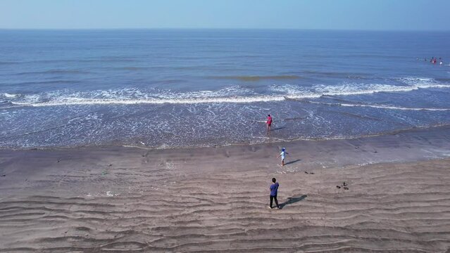 Aerial footage of Varsoli beach at Alibag, located 125 kms from Pune on the West Coast of Maharashtra India.