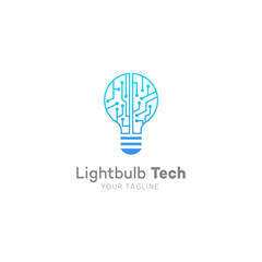 technology bulb logo design, idea bulb, bulb tech, creative idea bulb logo