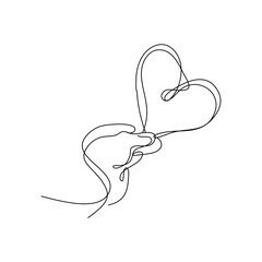 heart shaped hands One Continuous Line Drawing. Valentines day concept. Trendy minimalist line art illustration. Love Minimalist Contour Art. Vector illustration