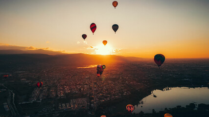 air balloon at sunset
