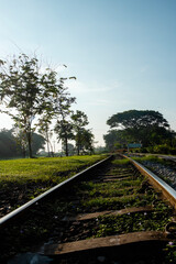 Fototapeta premium old railway with wood and steel in Thaoland