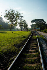old railway with wood and steel in Thaoland