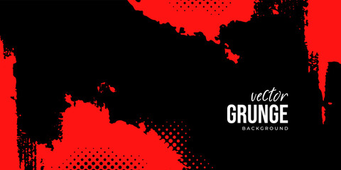 Black and red abstract grunge background with halftone style.	
